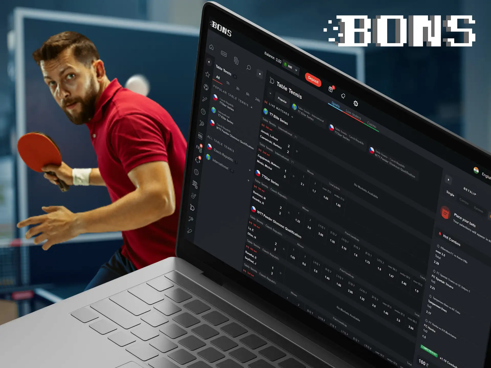 Table tennis betting is waiting for you on the site BONS.