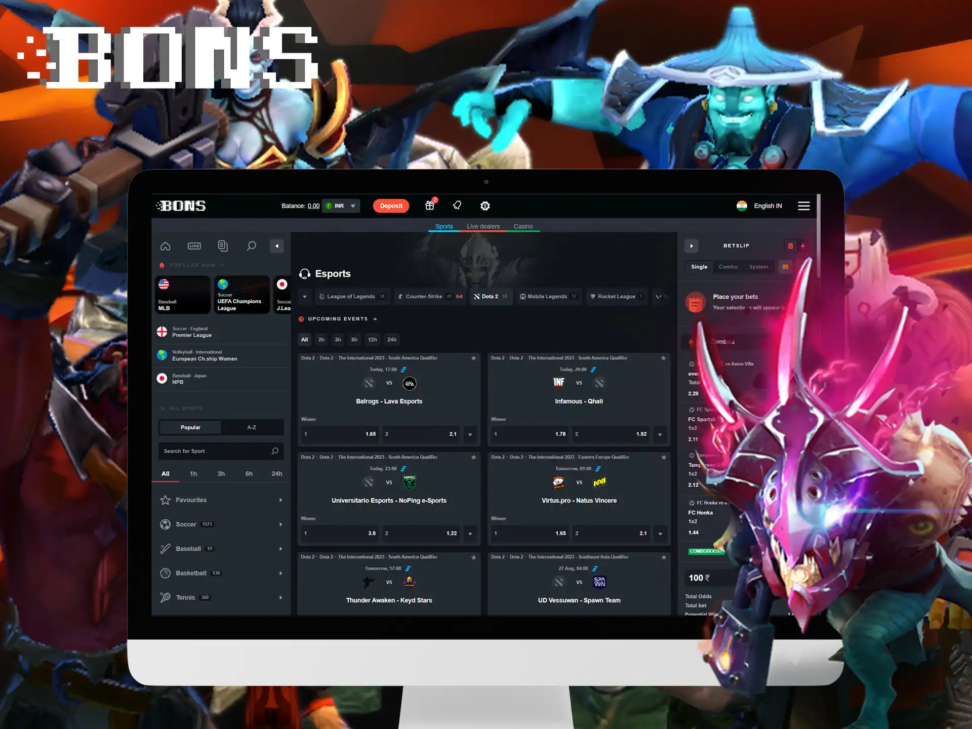 BONS betting is available on one of the first cybersports games in the world.