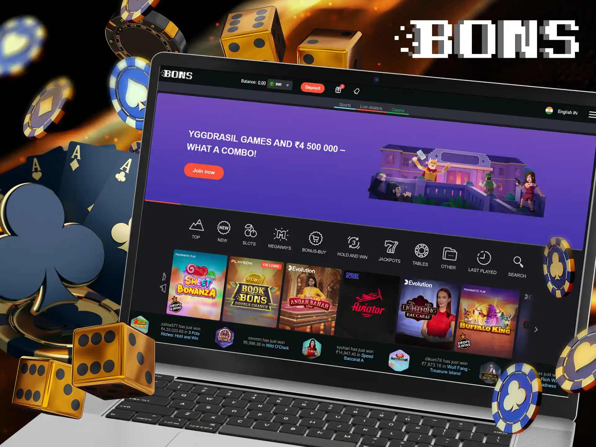 Come to Bons Casino and play a variety of gambling games.