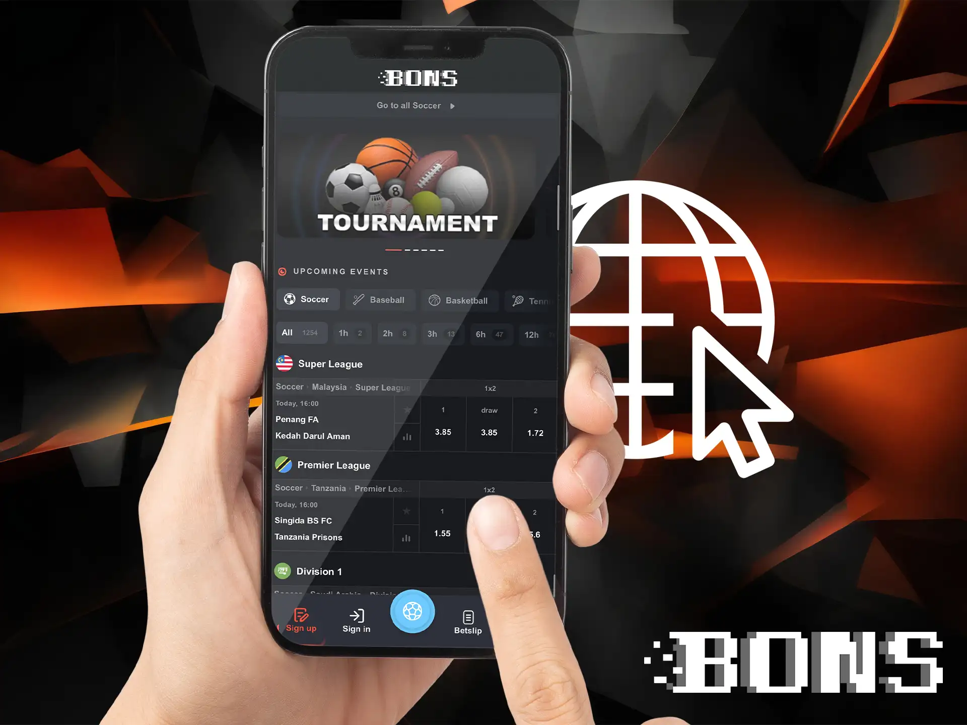 Play and bet using the web version of BONS on any device.