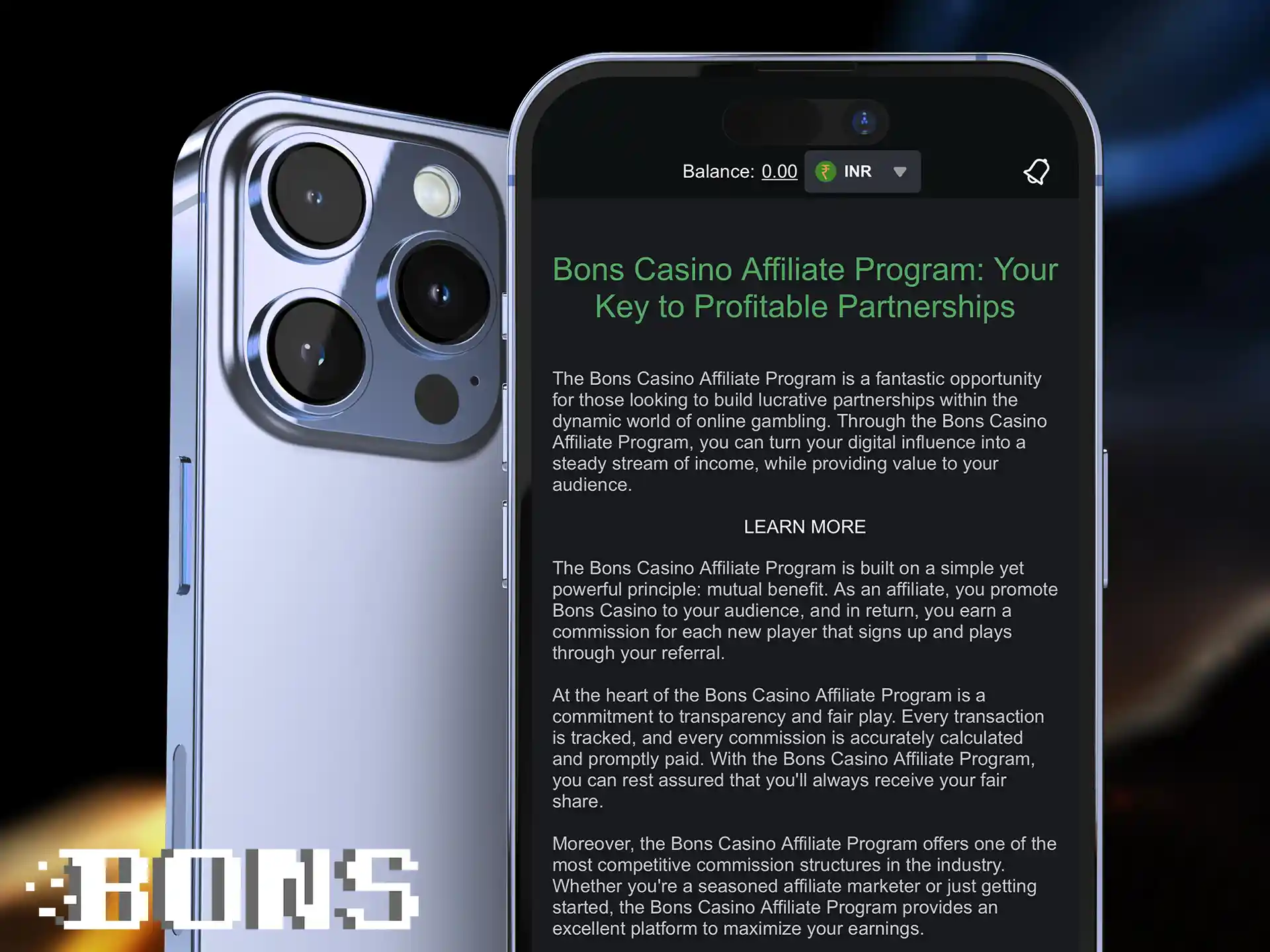 Become a partner of BONS and get an additional source of income by attracting new players.