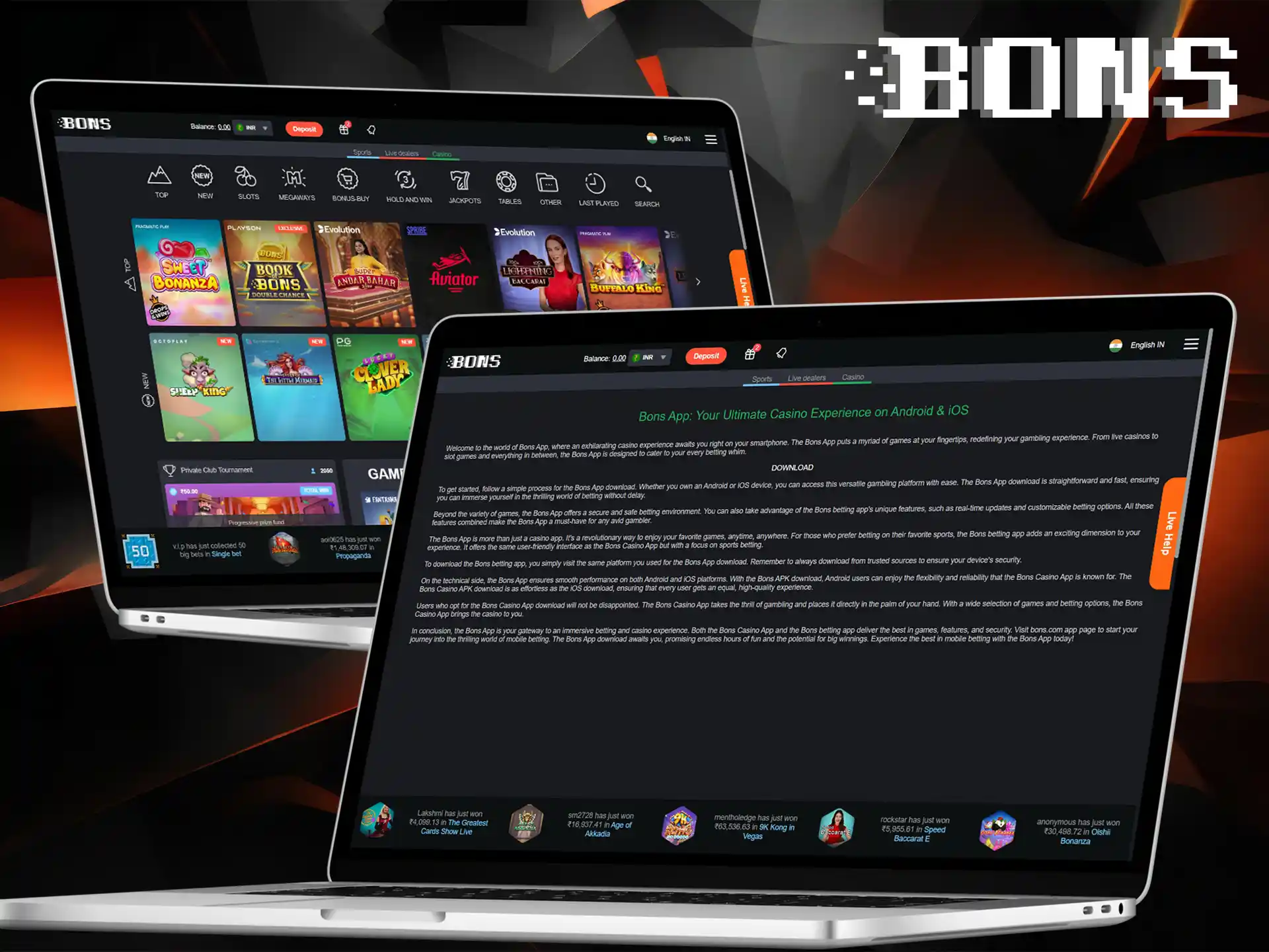 Place your bets and play casino games through the browser version of the site on your computer.