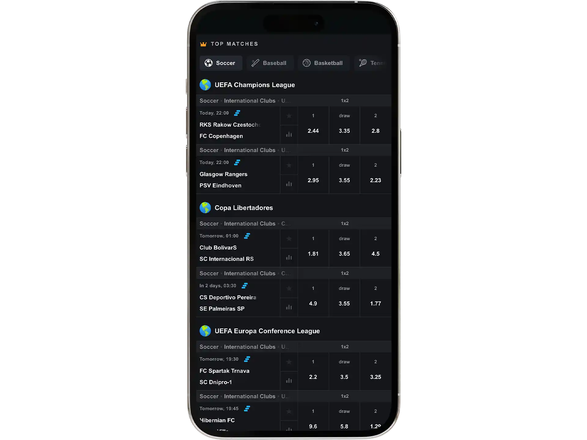 To place a bet you just need to go to the BONS app or open the website in your browser.