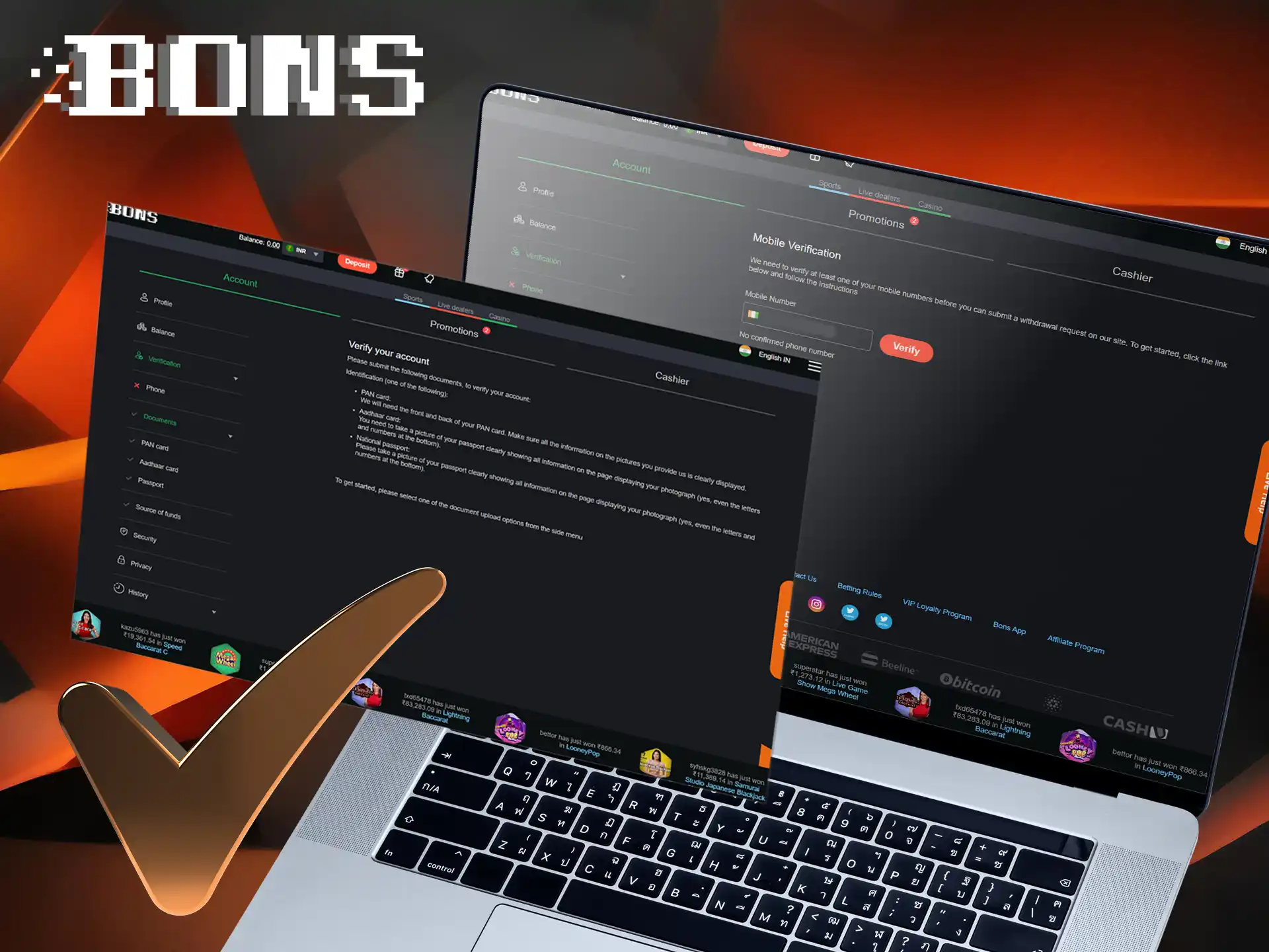 To withdraw a big win and increase the security of your account go through verification.
