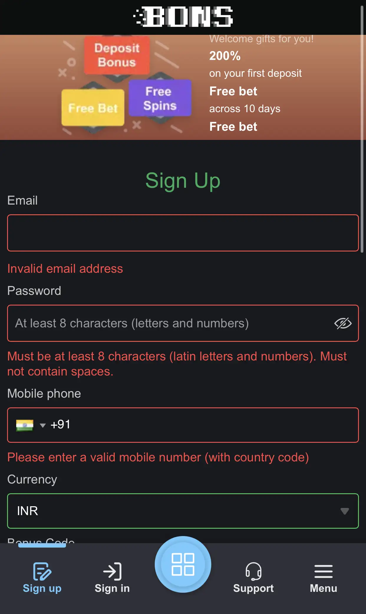 Sign up on the app or website to start playing.