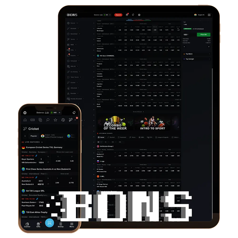 Information about the official Bons website and player benefits.