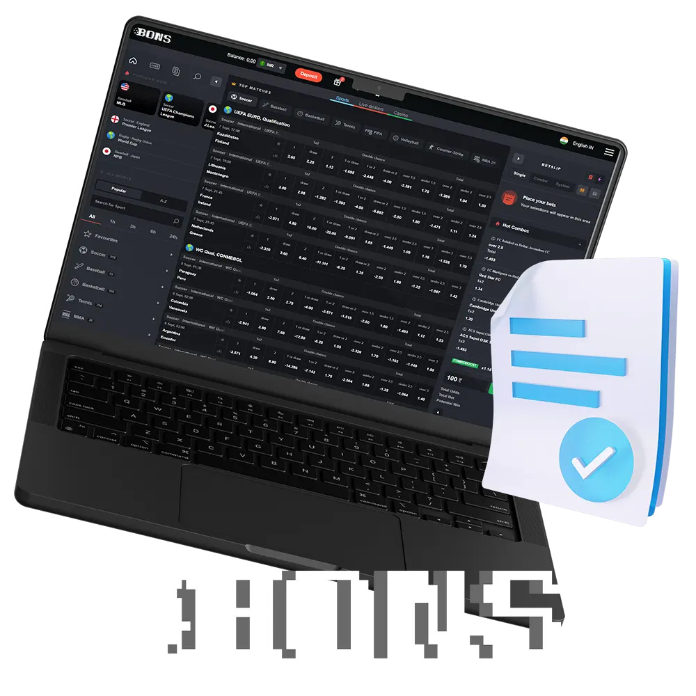 Bons betting site's official license to operate a gambling site in India.