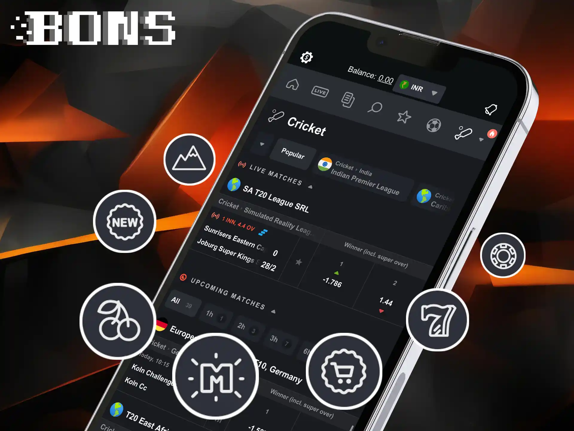You can bet on sports from any android or ios device via the BONS app.